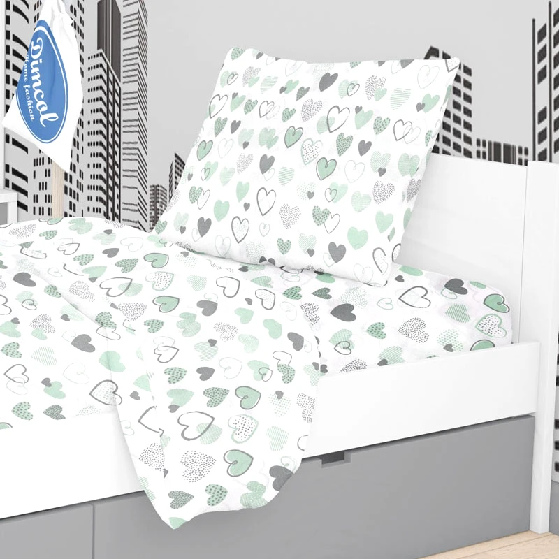 Dimcol Μαξιλαροθήκη Τεμάχιο 50X70 Dimcol Hearts 10 Green (50x70)