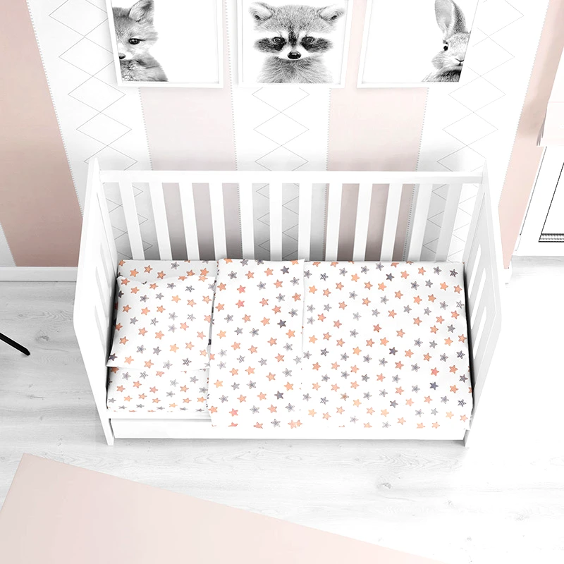 Dimcol Σεντόνια Κούνιας (Σετ) 120X160 Dimcol Star 103 Grey Χωρίς Λάστιχο (120x160)