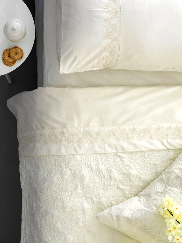 Palamaiki Σεντόνια+Κουβερλί Υπέρδιπλο 240x260 Palamaiki Wedding Collection Wel-013 Ivory (240x260)