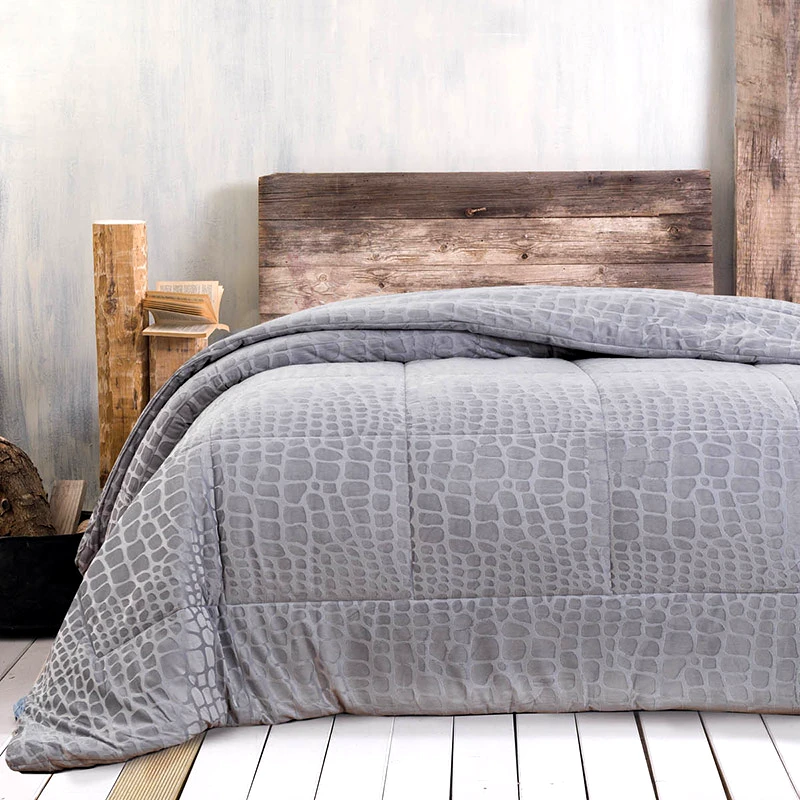 Rythmos Home Κουβερτοπάπλωμα Μονό 160X220 Rythmos Croco Γκρι Ανοιχτο (160x220)