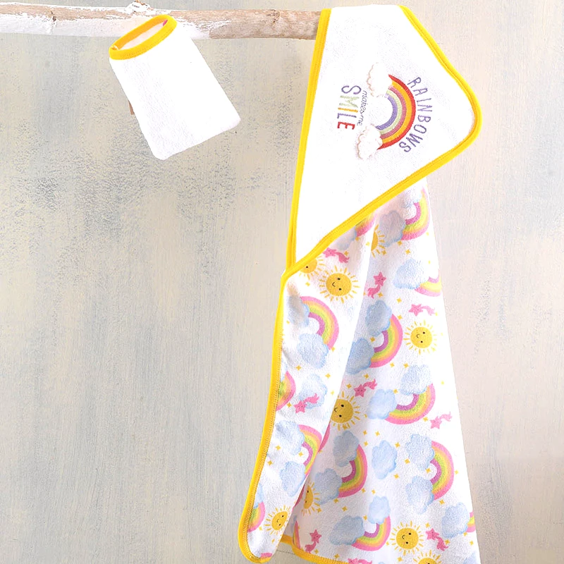 Rythmos Home Κάπα (Σετ με Γάντι) 75X75 Rythmos Yellow Rainbow σε Κουτί (75x75)