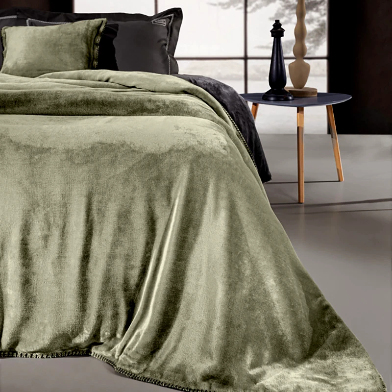 Guy Laroche Κουβέρτα Fleece Μονή (Σετ) 160X240 Guy Laroche Velvet Khaki (160x240)