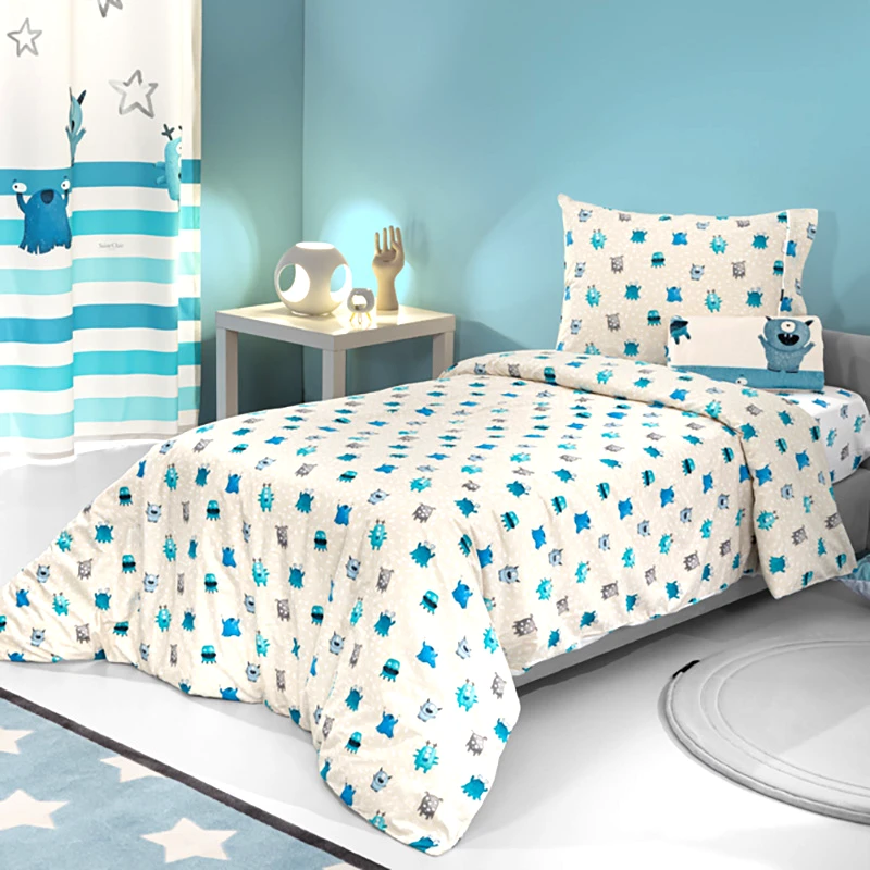 Saint Clair Σεντόνια Μονά (Σετ) 100X200+28 Saint Clair Monsters Blue Με Λάστιχο (100x200+28)