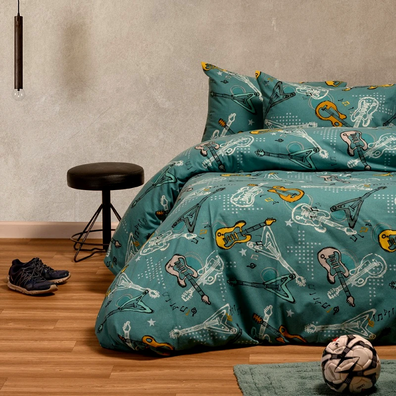 Melinen Παπλωματοθήκη Φανελένια Μονή 165X245 Melinen Winter Kids Music Petrol (165x245)