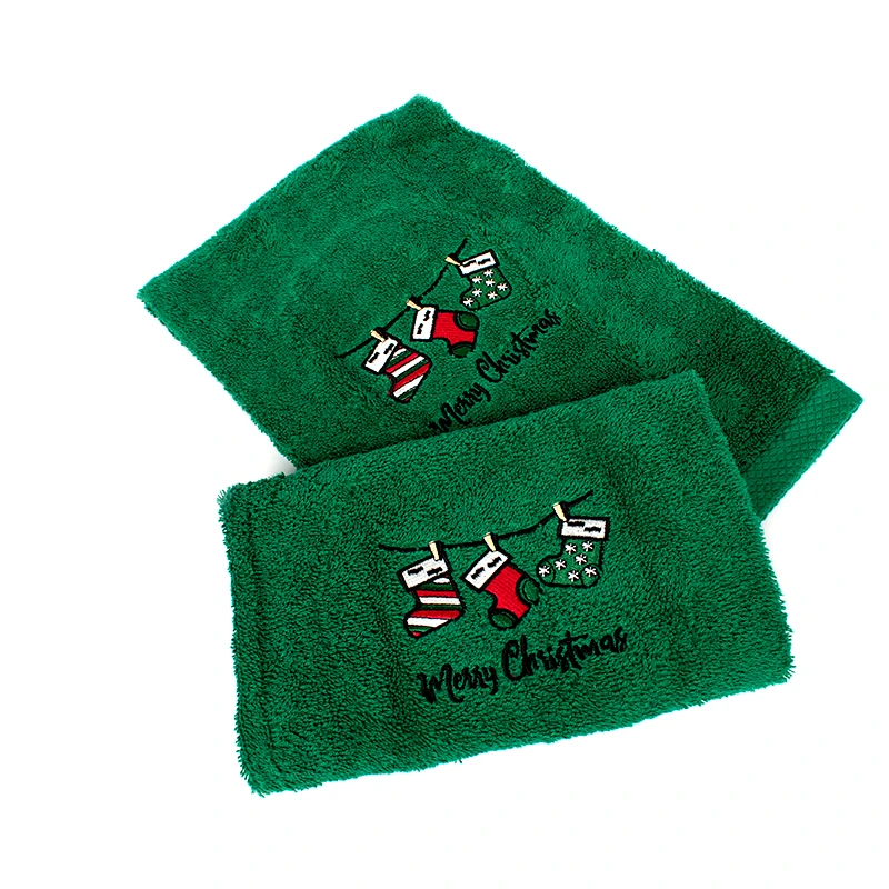 Dimcol Πετσέτες Μπάνιου (Σετ 2 Τμχ) Dimcol Christmas Socks Πράσινο