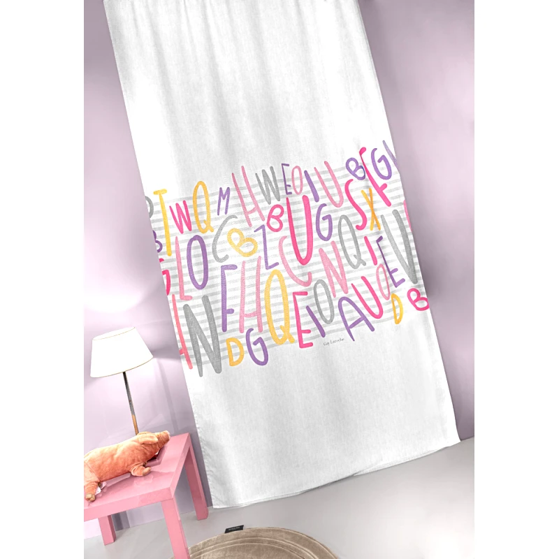 Guy Laroche Κουρτίνα Με Τρέσα 145X270 Guy Laroche Bebe Letters Pink (145x270)