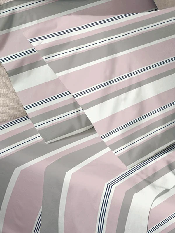 Sunshine Σεντόνια Διπλά (Σετ) 200X250 Sunshine Menta Εμπριμέ 550 Pink Χωρίς Λάστιχο (200x250)