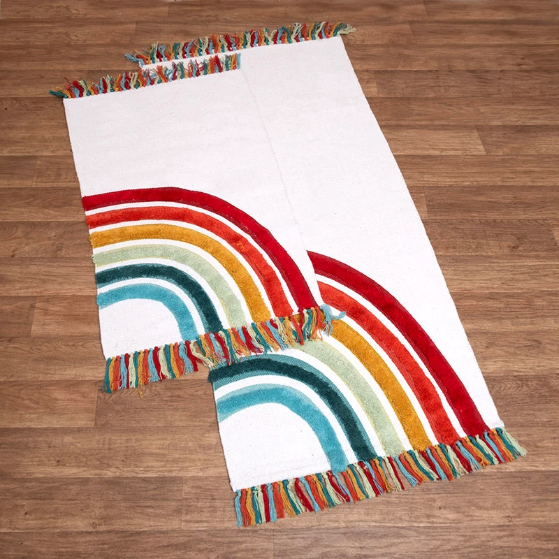 Viopros Παιδικό Χαλί 60X90 Viopros All Season Ουρανιο Τοξο Λευκό (60x90)