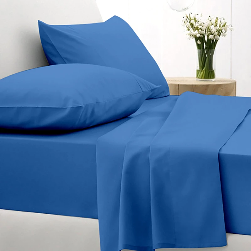 Sunshine Σεντόνια Διπλά (Σετ) 150X205+30 Sunshine Cotton Feelings 104 Blue Με Λάστιχο (150x205+30)