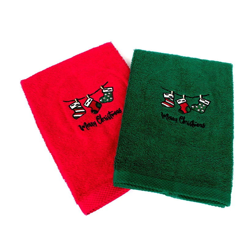Dimcol Πετσέτες Χεριών (Σετ 2 Τμχ) 40X60 Dimcol Christmas Socks Κόκκινο-Πράσινο (40x60)