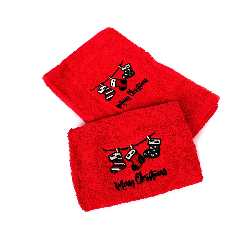 Dimcol Πετσέτες Μπάνιου (Σετ 2 Τμχ) Dimcol Christmas Socks Κόκκινο