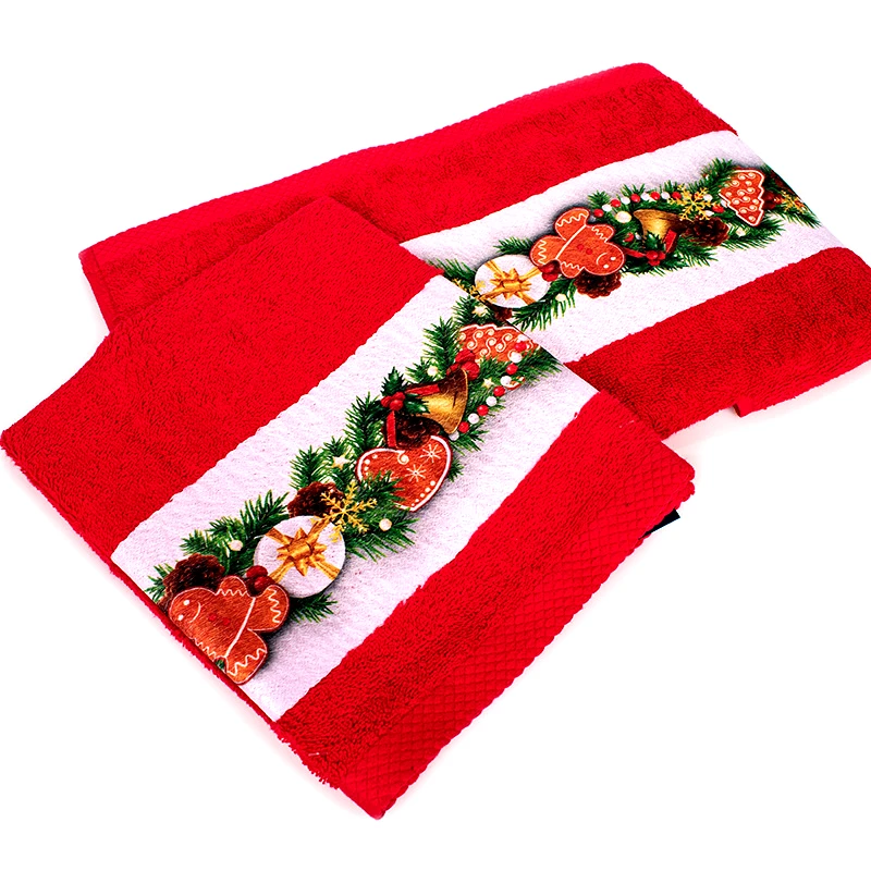 Dimcol Πετσέτες Μπάνιου (Σετ 2 Τμχ) Dimcol Christmas Ornaments Κόκκινο