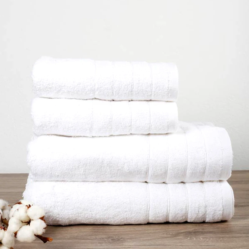 Αίθριο (Min 3 Τμχ) Πετσέτα 50x100 600 Γραμ. Ριγέ Μπορντούρα Λευκή Πενιε 100% Βαμβάκι