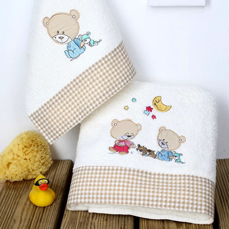 Dimcol Βρεφικές Πετσέτες (Σετ 2 Τμχ) Dimcol Happy Bears 22 Εκρου