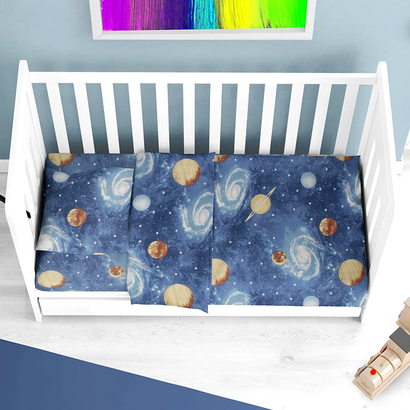 Dimcol Σεντόνια Κούνιας (Σετ) 120X160 Dimcol Milky Way 185 Χωρίς Λάστιχο (120x160)