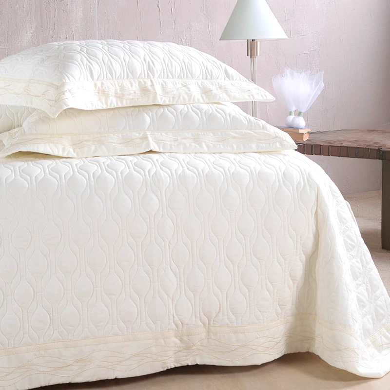 Rythmos Home Νυφικό Κουβερλί Σετ Με Σεντόνια Υπέρδιπλο (Σετ 7 Τμχ) Rythmos Erynn Εκρου Χωρίς Λάστιχο