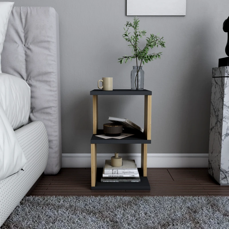Αίθριο Κομοδίνο Carter - Anthracite, Oak 322Rtc1638 (29,6x49,4x29,6)