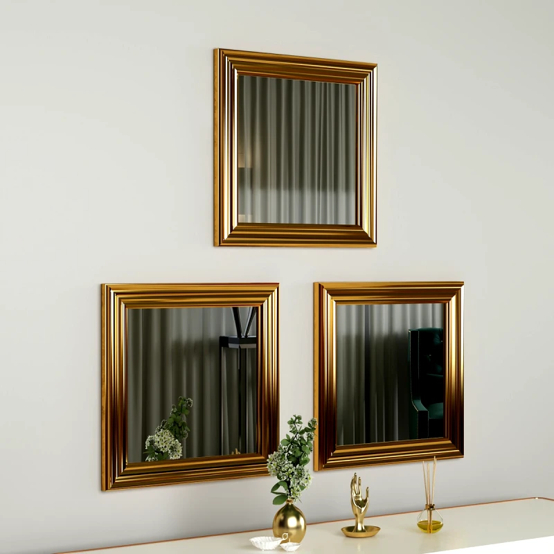 Αίθριο Σετ Καθρέφτη (3 Τεμάχια) Otto - Gold 116Sam1110 (40x40x3)