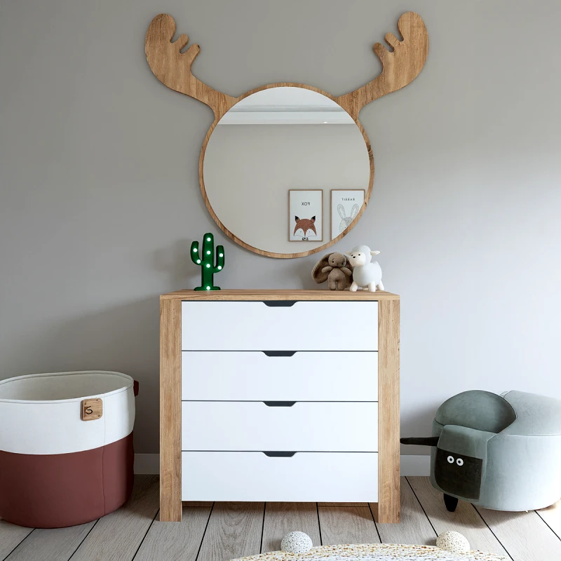 Αίθριο Συρταριέρα Κρεβατοκάμαρας Nisan 1600-026 - White, Walnut 350Mwd1106 (90x85x42)