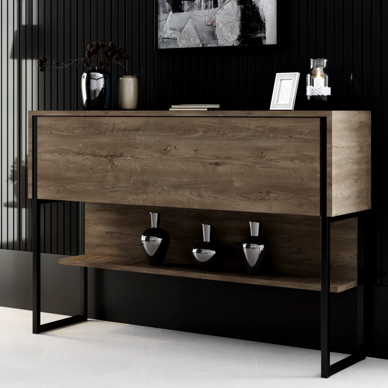Αίθριο Συρταριέρα Κρεβατοκάμαρας Luxe - Black, Walnut 618Bly1409 (120x80x30)