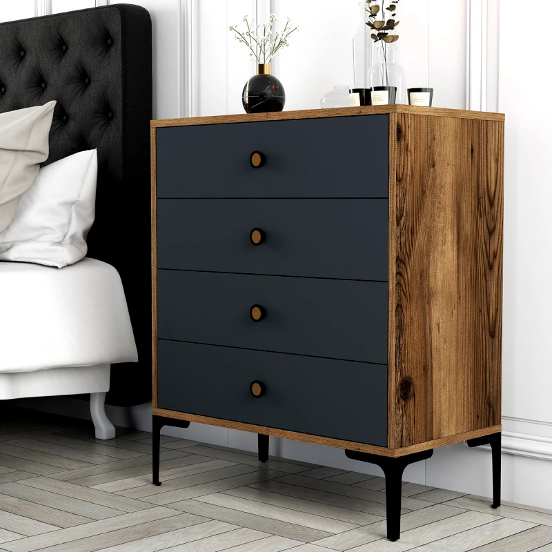 Αίθριο Συρταριέρα Κρεβατοκάμαρας Lizbon 536 - Walnut, Anthracite 845Hct1201 (76x90,7x40)