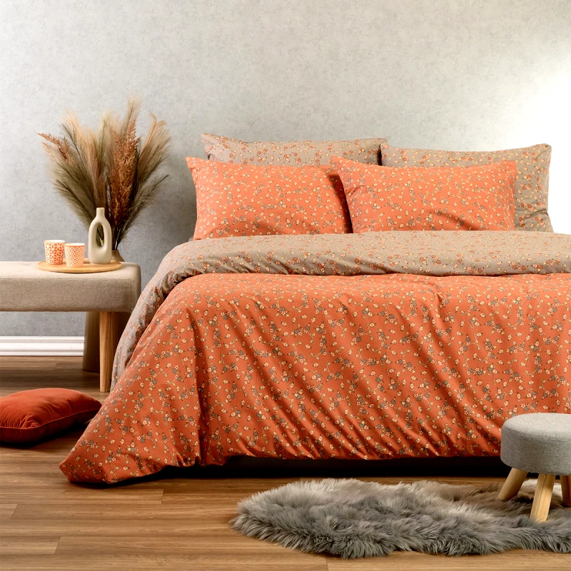 Melinen Σεντόνια Διπλά (Σετ) 205X270 Melinen Casual Cesare Apricot Χωρίς Λάστιχο (205x270)