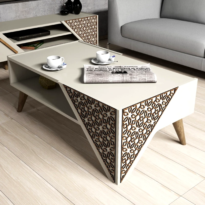 Αίθριο Τραπεζάκι Σαλονιού Beril - Cream 845Hct2803 105x58x40 cm