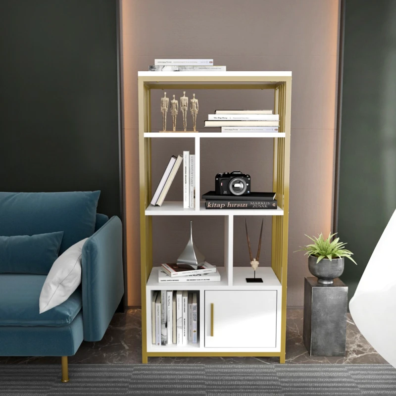 Αίθριο Βιβλιοθήκη Valero - White, Gold 875Zna4568 60x120x29,6 cm