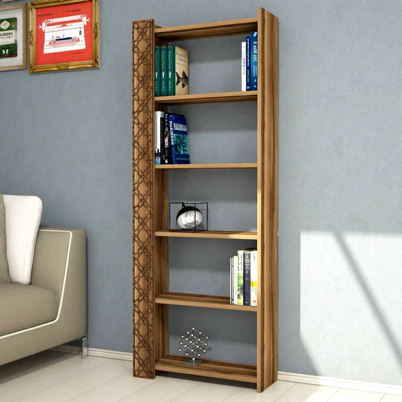 Αίθριο Βιβλιοθήκη City - Walnut, Walnut 845Hct3607 64,6x170x24,2 cm
