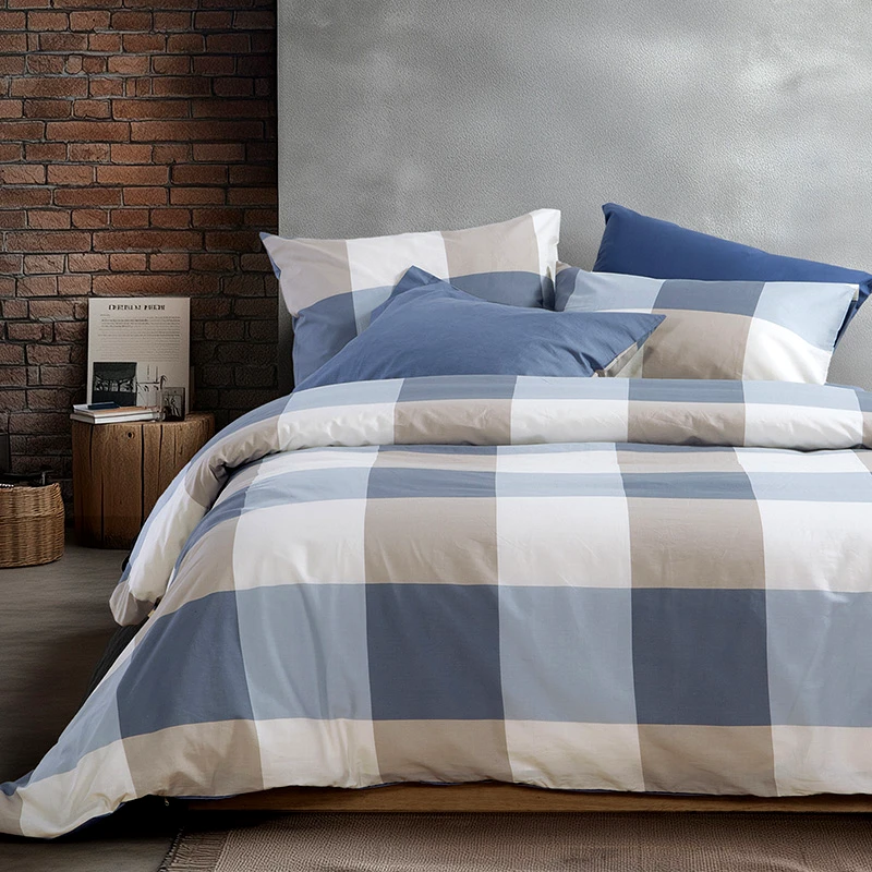 Nef - Nef Σεντόνια Διπλά (Σετ) 200X270 Nef Nef Casual Check Denim Χωρίς Λάστιχο (200x270)