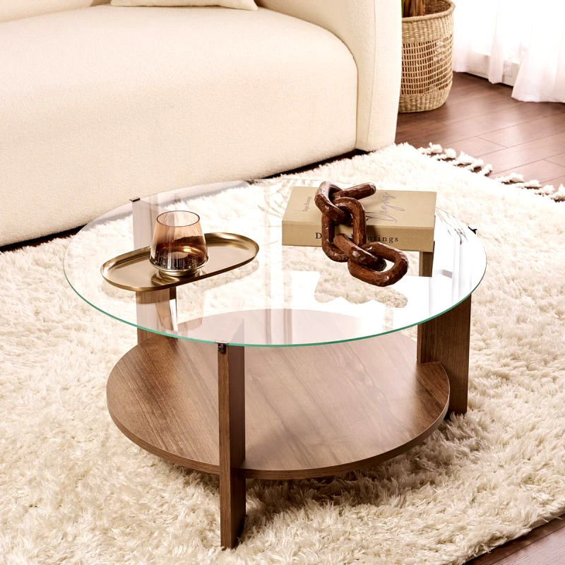 Αίθριο Τραπέζι Σαλονιού Clara - Walnut, Transparent 668Nrd1111 (75x40x75)