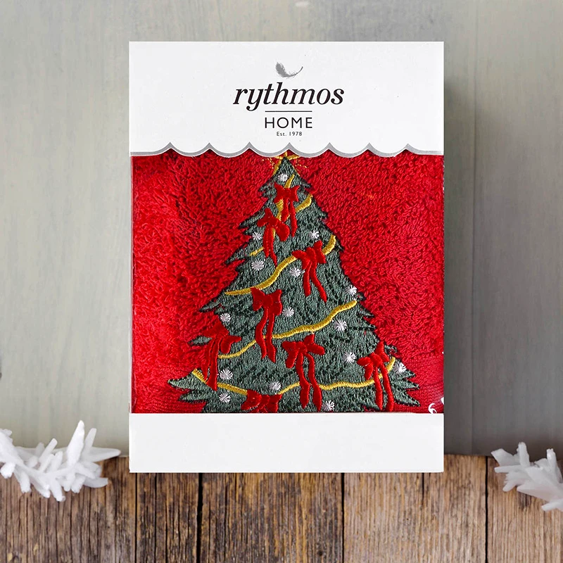 Rythmos Home Πετσέτα Προσώπου 50X90 Rythmos Christmas Terry Gift Set (2) Ελατο Κοκκινο (50x90)