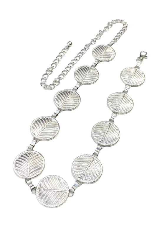 PerfectDress.gr vintage μεταλλική ζώνη Round Leaf silver