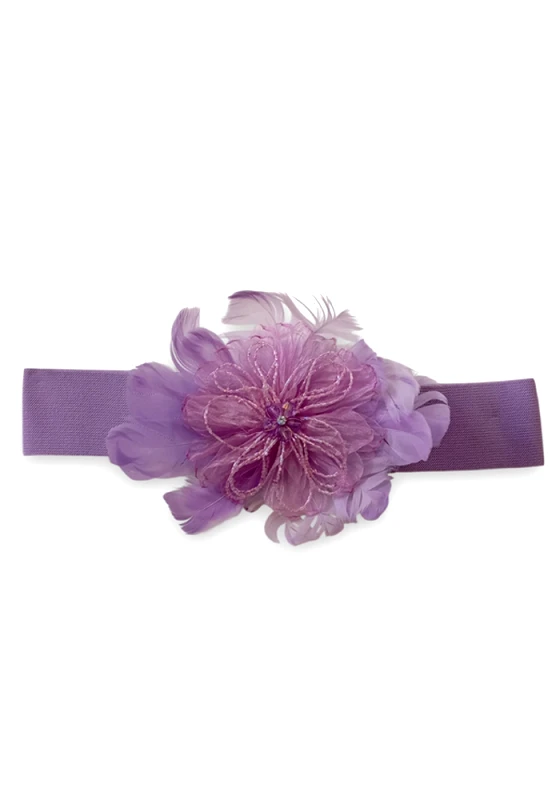 PerfectDress.gr vintage ελαστική ζώνη flower feather λιλά