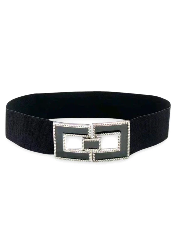 PerfectDress.gr vintage 70s φαρδιά ελαστική ζώνη Enamel black/silver