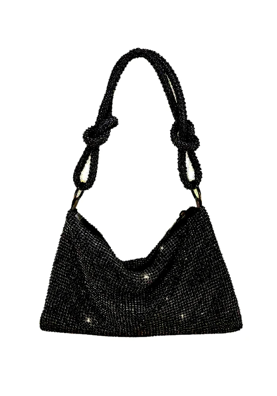 PerfectDress.gr βραδινό τσαντάκι strass Draped black