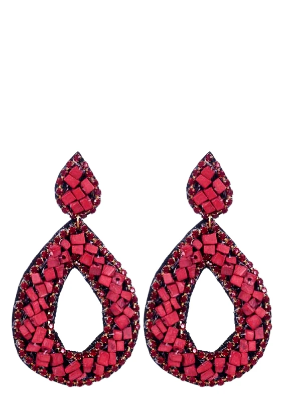 PerfectDress.gr handmade red mosaic & crystal σκουλαρίκια