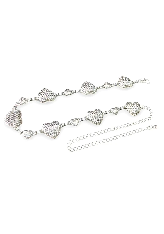 PerfectDress.gr vintage μεταλλική ζώνη Hearts 3d ασημί