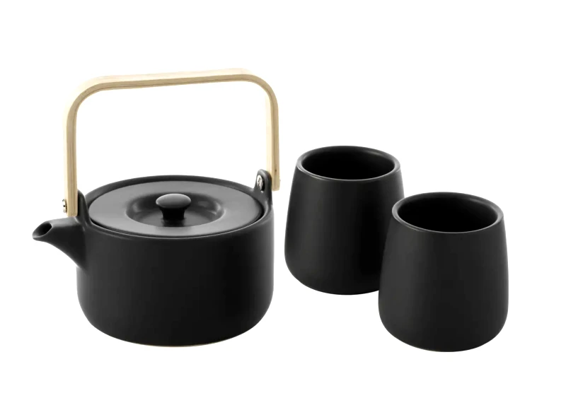 SECRET DE GOURMET Secret De Gourmet Τσαγιέρα Κεραμική Mαύρο Σετ Με 2 Κούπες 500ml