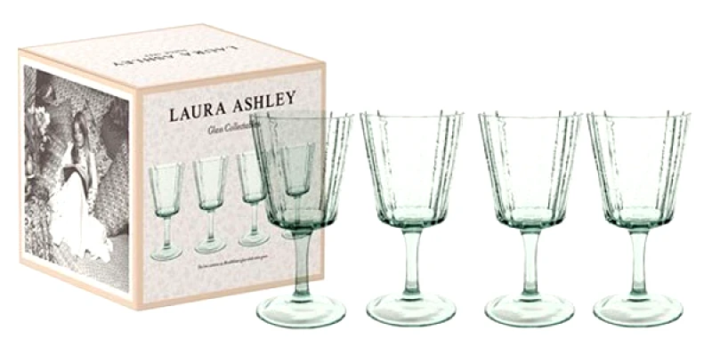LAURA ASHLEY Ποτήρι Κρασιού Laura Ashley Φυσητό Σετ 4τμχ. 380ml Πράσινο