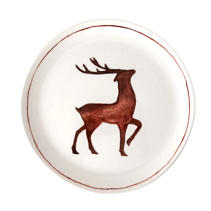 LAURA ASHLEY Table Of Joy Χριστουγεννιάτικο Πιάτο Deer Creme 21cm