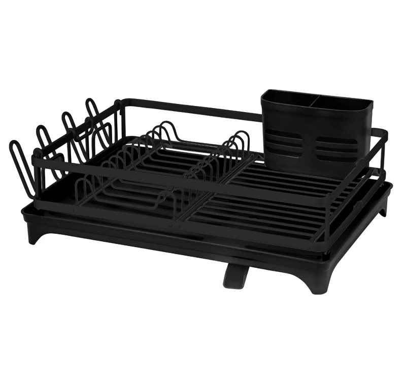 Ankor Πιατοθήκη Αλουμινίου Μαύρη Matte Με Μαύρο Δίσκο 46x32x13cm