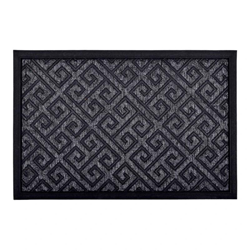 Ankor Πατάκι Εισόδου Μοκέτα Με Λάστιχο Μαύρο Μαίανδρος 40x60cm