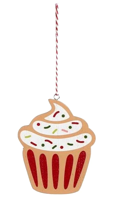 ΑΛΛΟΙ ΚΑΤΑΣΚΕΥΑΣΤΕΣ Στολίδι Ξύλινο Χριστουγεννιάτικο Cupcake 11cm
