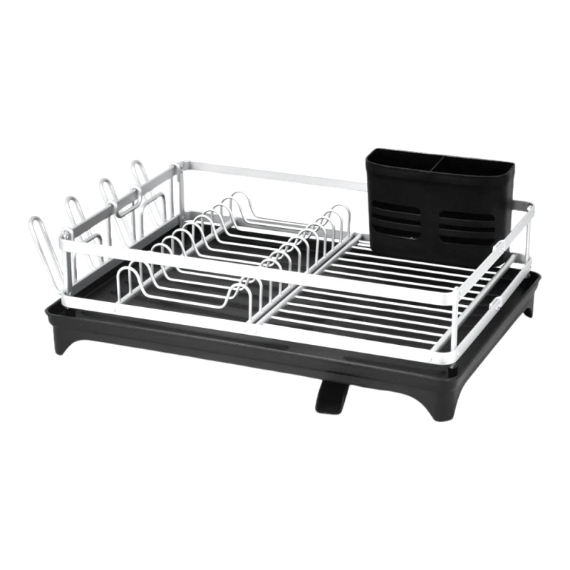 Ankor Πιατοθήκη Αλουμινίου Ασημί Matte Με Μαύρο Δίσκο 46x32x13cm