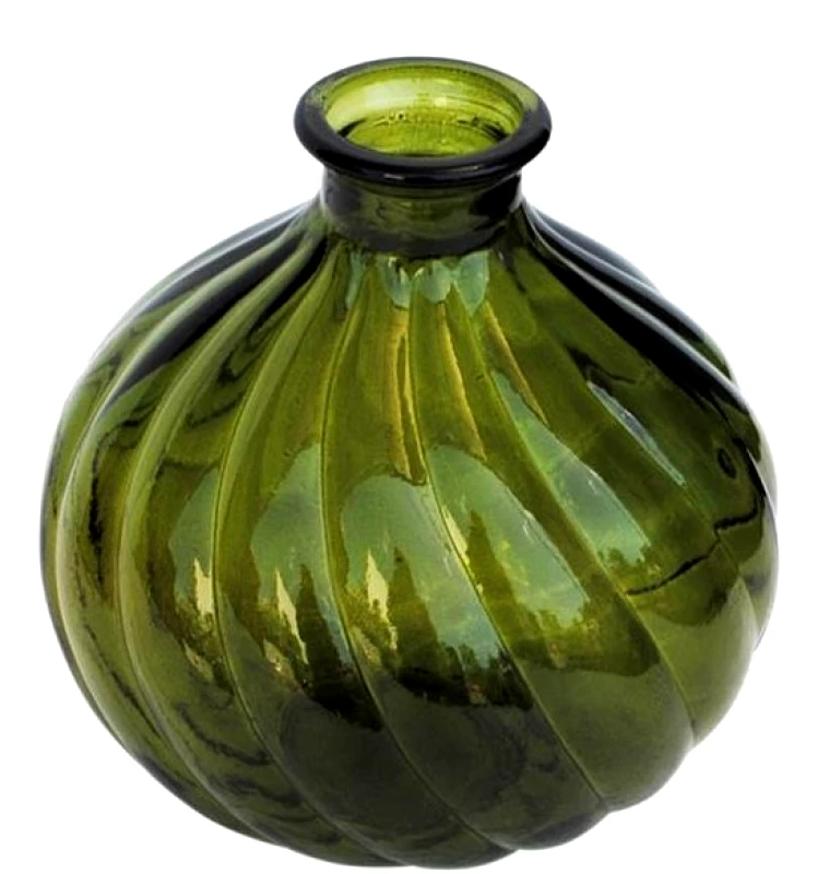 VERANO SPANISH CERAMICS Verano Διακοσμητικό Βάζο Γυάλινο Πράσινο 17cm Recycled Ola
