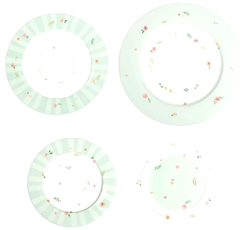 BRANDANI Brandani Σερβίτσιο Φαγητού Πορσελάνης Σετ 18τμχ Polline Light Green