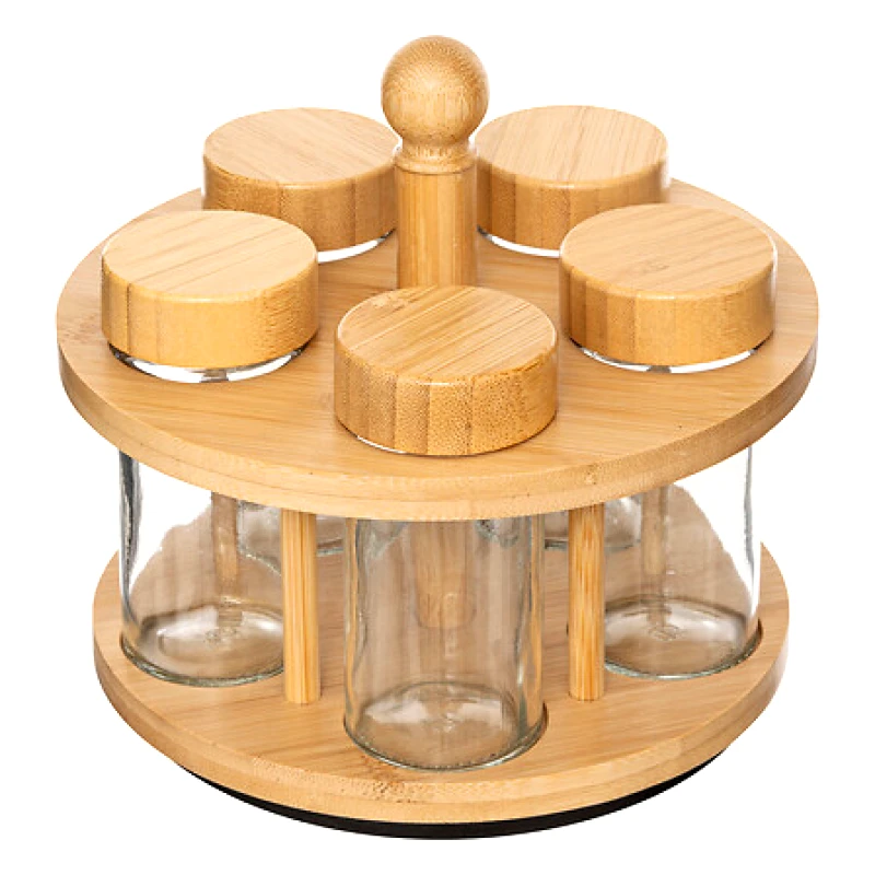5FIVE SIMPLY SMART 5Five Σετ Μπαχαρικών 5 Θέσεων Bamboo Με Περιστρεφόμενη Βάση 17x17,5cm