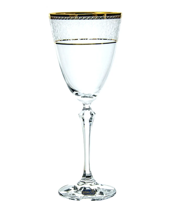 BOHEMIA Ποτήρι Κρασιού Κρυστάλλινο Bohemia 250ml Σετ 6Τμχ Elisabeth Gold