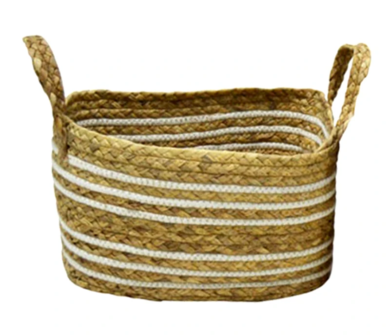 ΑΛΛΟΙ ΚΑΤΑΣΚΕΥΑΣΤΕΣ Καλάθι Ψάθα Seagrass Ύφασμα White 32cm